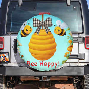 Bee Happy Honeycomb Gingham Bow Floral Spring Summer Spare Tire Cover TS02 No hole Tropical Garden Print Your Wear