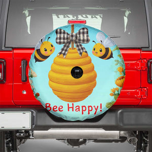 Bee Happy Honeycomb Gingham Bow Floral Spring Summer Spare Tire Cover TS02 Tropical Garden Print Your Wear