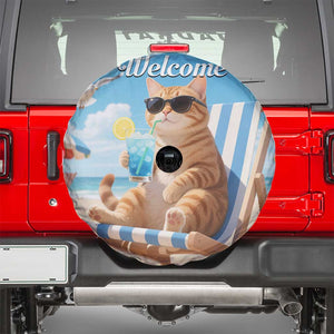 Welcome Beach Lounge Orange Tabby Cat Tropical Vacation Spare Tire Cover TS02 Summer Oasis Print Your Wear