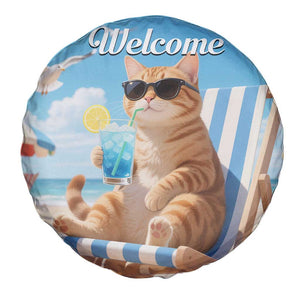 Welcome Beach Lounge Orange Tabby Cat Tropical Vacation Spare Tire Cover TS02 Print Your Wear