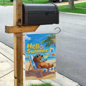 Hello Summer Wiener Dog Dachshund Relaxing on Beach Garden Flag TS02 Print Your Wear