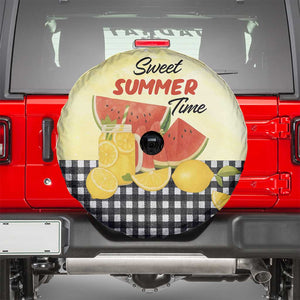 Sweet Summer Time Watermelon Lemon Mason Jar Gingham Spare Tire Cover Rustic Country Aesthetics TS02 Pastel Yellow Print Your Wear