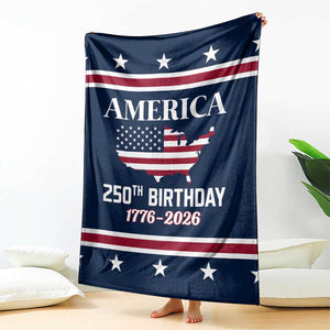 America 250th Birthday 1776 2026 Patriotic USA Map Throw Blanket Red White Blue 4th of July Independence Celebration TS02 Print Your Wear
