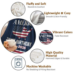 America 250th Birthday 1776 2026 Patriotic USA Map Throw Blanket Red White Blue 4th of July Independence Celebration TS02 Print Your Wear