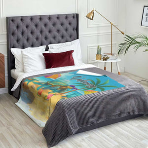 Welcome Beach Sea Turtle Relaxing in Chair Throw Blanket Tropical Oasis Summer Vibes Vacation TS02 Print Your Wear
