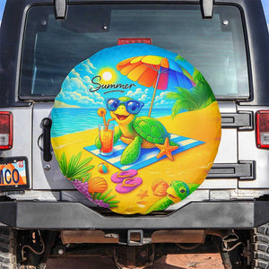 Summer Sea Turtle Drinking Cocktail Spare Tire Cover Beach Paradise Oasis Vacation TS02 No hole Tropical Blue Print Your Wear