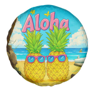 Aloha Sunglasses Pineapples Tropical Hawaii Spare Tire Cover Beach Vacation Oasis Summer Vibes TS02 Print Your Wear