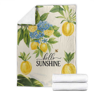 Hello Sunshine Watercolor Lemons and Hydrangeas Floral Throw Blanket