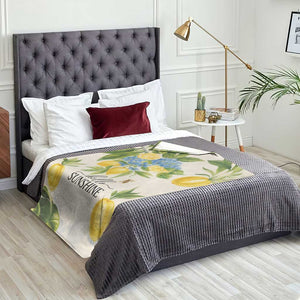 Hello Sunshine Watercolor Lemons and Hydrangeas Floral Throw Blanket