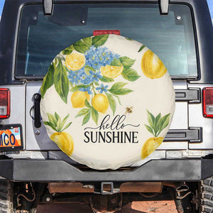 Hello Sunshine Watercolor Lemons and Hydrangeas Floral Spare Tire Cover TS02 No hole Light Beige Print Your Wear