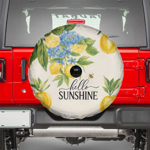 Hello Sunshine Watercolor Lemons and Hydrangeas Floral Spare Tire Cover TS02 Light Beige Print Your Wear