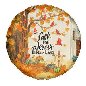 Fall for Jesus He Never Leaves Autumn Church and Pumpkins Spare Tire Cover TS02 Print Your Wear