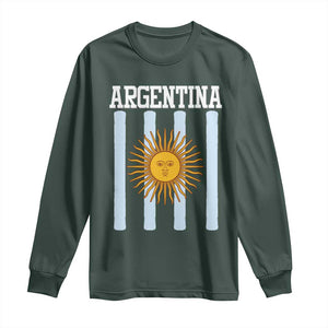 Argentina Sun of May Flag Retro Graphic Long Sleeve Shirt Patriotic Argentine Heritage Pride Souvenir TS02 Dark Forest Green Print Your Wear