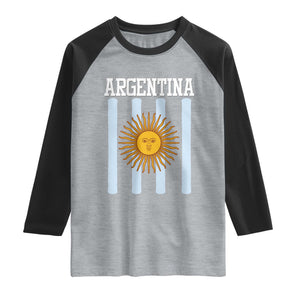 Argentina Sun of May Flag Retro Graphic Raglan Shirt Patriotic Argentine Heritage Pride Souvenir TS02 Heather Gray Black Print Your Wear