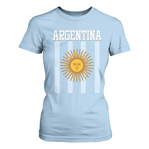 Argentina Sun of May Flag Retro Graphic T Shirt For Women Patriotic Argentine Heritage Pride Souvenir TS02 Light Blue Print Your Wear