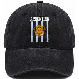 Argentina Sun of May Flag Retro Graphic Washed Cotton Baseball Cap Patriotic Argentine Heritage Pride Souvenir TS02 Print Your Wear