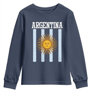Argentina Sun of May Flag Retro Graphic Youth Sweatshirt Patriotic Argentine Heritage Pride Souvenir TS02 Navy Print Your Wear