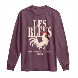 Les Bleus France Soccer Retro Rooster Graphic Long Sleeve Shirt Proud Passionate French Pride Vintage Football Fans Gear TS02 Maroon Print Your Wear