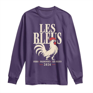 Les Bleus France Soccer Retro Rooster Graphic Long Sleeve Shirt Proud Passionate French Pride Vintage Football Fans Gear TS02 Purple Print Your Wear