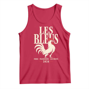 Les Bleus France Soccer Retro Rooster Graphic Tank Top Proud Passionate French Pride Vintage Football Fans Gear TS02 Red Print Your Wear