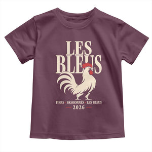 Les Bleus France Soccer Retro Rooster Graphic Toddler T Shirt Proud Passionate French Pride Vintage Football Fans Gear TS02 Maroon Print Your Wear