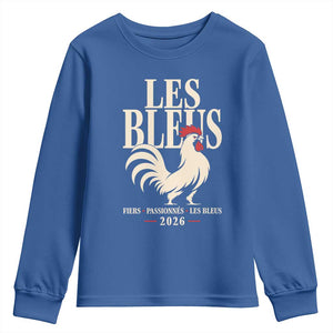 Les Bleus France Soccer Retro Rooster Graphic Youth Sweatshirt Proud Passionate French Pride Vintage Football Fans Gear TS02 Royal Blue Print Your Wear
