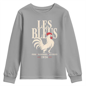 Les Bleus France Soccer Retro Rooster Graphic Youth Sweatshirt Proud Passionate French Pride Vintage Football Fans Gear TS02 Sport Gray Print Your Wear