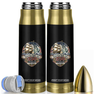 America Sails Into 250 Years Vintage Nautical Graphic Bullet Tumbler Statue of Liberty Tall Ship 1776 to 2026 Semiquincentennial Patriotic