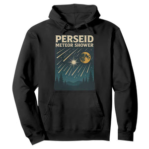 Vintage Perseid Meteor Shower Observer Hoodie Retro Celestial Stargazing Graphic TS02 Black Print Your Wear