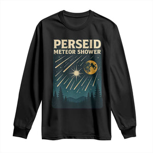 Vintage Perseid Meteor Shower Observer Long Sleeve Shirt Retro Celestial Stargazing Graphic TS02 Black Print Your Wear