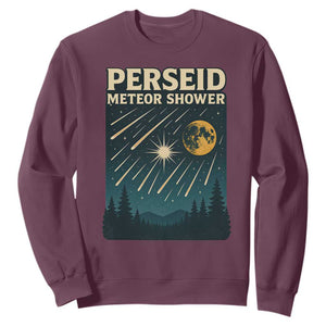Vintage Perseid Meteor Shower Observer Sweatshirt Retro Celestial Stargazing Graphic TS02 Maroon Print Your Wear