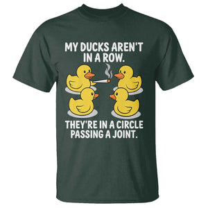 Funny 420 Weed Rubber Duck Graphic T Shirt My Ducks Arent In A Row They Are In A Circle Passing A Joint