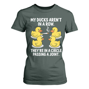 Funny 420 Weed Rubber Duck Graphic T Shirt For Women My Ducks Arent In A Row They Are In A Circle Passing A Joint