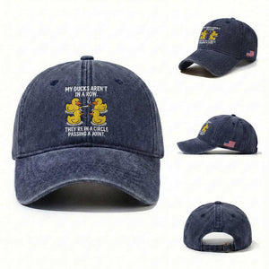 Funny 420 Weed Rubber Duck Graphic Washed Cotton Baseball Cap My Ducks Arent In A Row They Are In A Circle Passing A Joint