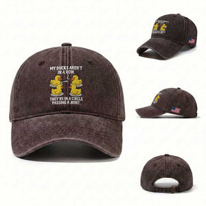 Funny 420 Weed Rubber Duck Graphic Washed Cotton Baseball Cap My Ducks Arent In A Row They Are In A Circle Passing A Joint