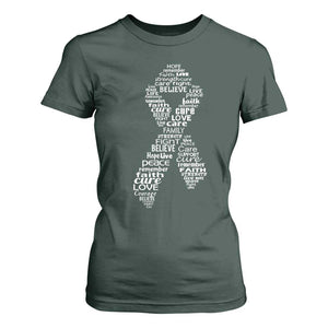 Inspirational Breast Cancer Awareness T Shirt For Women Pink Ribbon Support TS02 Dark Forest Green Print Your Wear