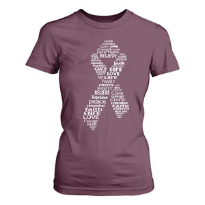 Inspirational Breast Cancer Awareness T Shirt For Women Pink Ribbon Support TS02 Maroon Print Your Wear