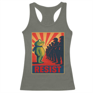 Frog Resist Racerback Tank Top Free Portland Oregon Poster Graphic Freedom Fighters TS02 Military Green Print Your Wear