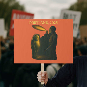 Resist Frog Political Poste Protest Sign Free Portland Vintage Protest Graphic TS02 Horizontal 18" x 24" Orange Print Your Wear