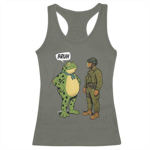 Funny Frog Bruh Resist Meme Racerback Tank Top Free Portland Oregon Political Satire TS02 Military Green Print Your Wear