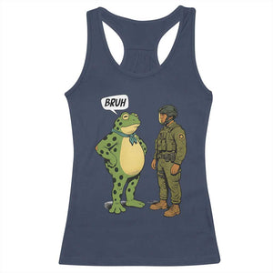 Funny Frog Bruh Resist Meme Racerback Tank Top Free Portland Oregon Political Satire TS02 Navy Print Your Wear