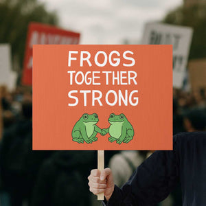 Frogs Together Strong Protest Sign Free Portland Oregon Unity Meme TS02 Horizontal 18" x 24" Orange Print Your Wear