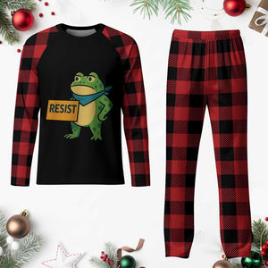 Retro Frog Resist Plaid Pajama Set Free Portland Oregon Funny Cartoon Graphic TS02 Buffalo Plaid Print Your Wear