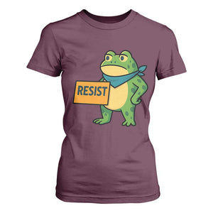 Retro Frog Resist T Shirt For Women Free Portland Oregon Funny Cartoon Graphic TS02 Maroon Print Your Wear
