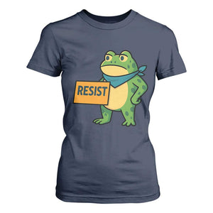 Retro Frog Resist T Shirt For Women Free Portland Oregon Funny Cartoon Graphic TS02 Navy Print Your Wear
