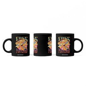 Retro Free Portland Patriotic Coffee Mug Oregon Freedom Trippy 70s Mushroom Graphic TS02 Print Your Wear