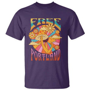 Retro Free Portland Patriotic T Shirt Oregon Freedom Trippy 70s Mushroom Graphic TS02 Purple Print Your Wear
