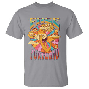 Retro Free Portland Patriotic T Shirt Oregon Freedom Trippy 70s Mushroom Graphic TS02 Sport Gray Print Your Wear