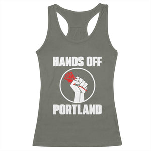 Hands Off Portland Racerback Tank Top Rose Fist Oregon Freedom Fighter TS02 Military Green Print Your Wear