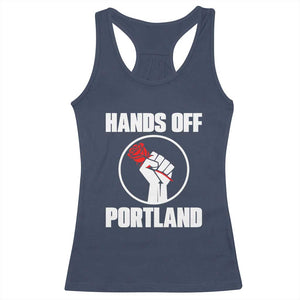 Hands Off Portland Racerback Tank Top Rose Fist Oregon Freedom Fighter TS02 Navy Print Your Wear